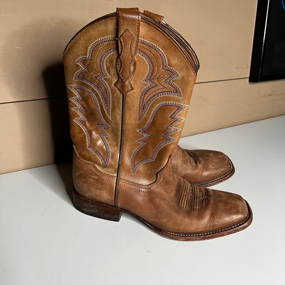 Shyanne Womens Brown Leather Western Cowboy Boots Square Toe Size 8.5 B